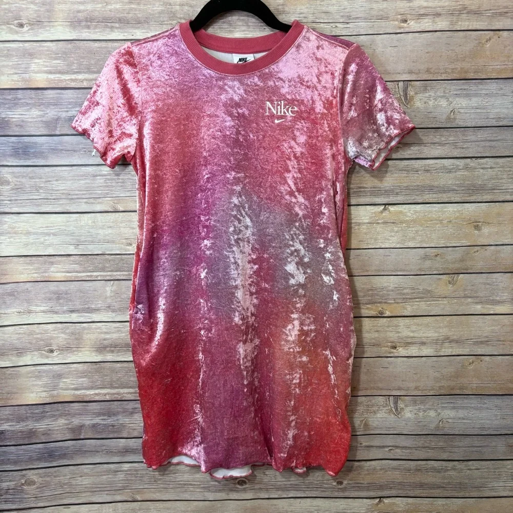 Nike Velour Dress Pink Multicolor Stretchy Size Small D2